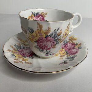 Vintage Stanley Fine Bone China Teacup and Saucer, Beautiful Floral Pattern